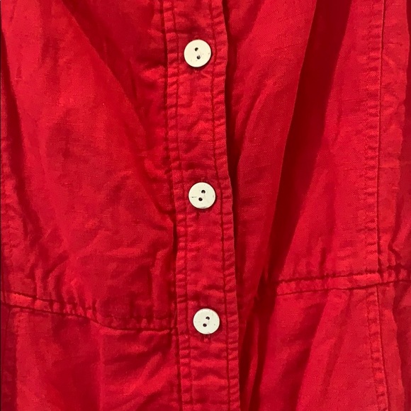 Zara Red Linen Button Down Sleeveless Dress Sz L - Picture 3 of 6